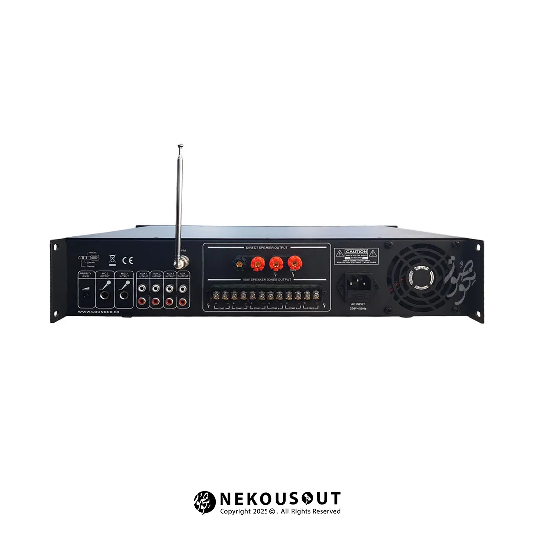 نمای پشت اکو آمپلیفایر Soundco PM-6200 شامل ورودی و خروجی RCA و TS