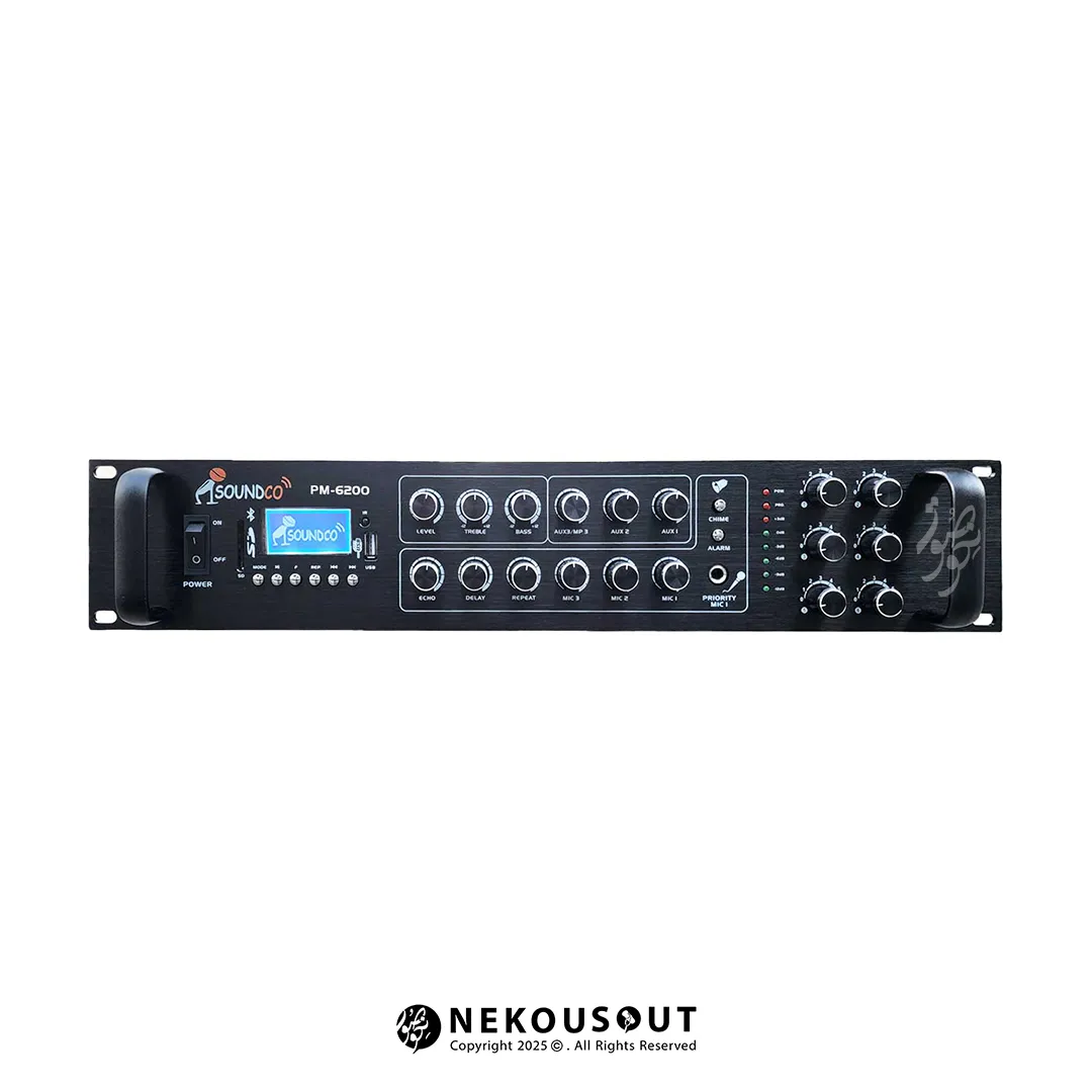 اکو آمپلی‌فایر ساندکو Soundco PM-6200 با طراحی رک‌مونت حرفه‌ای