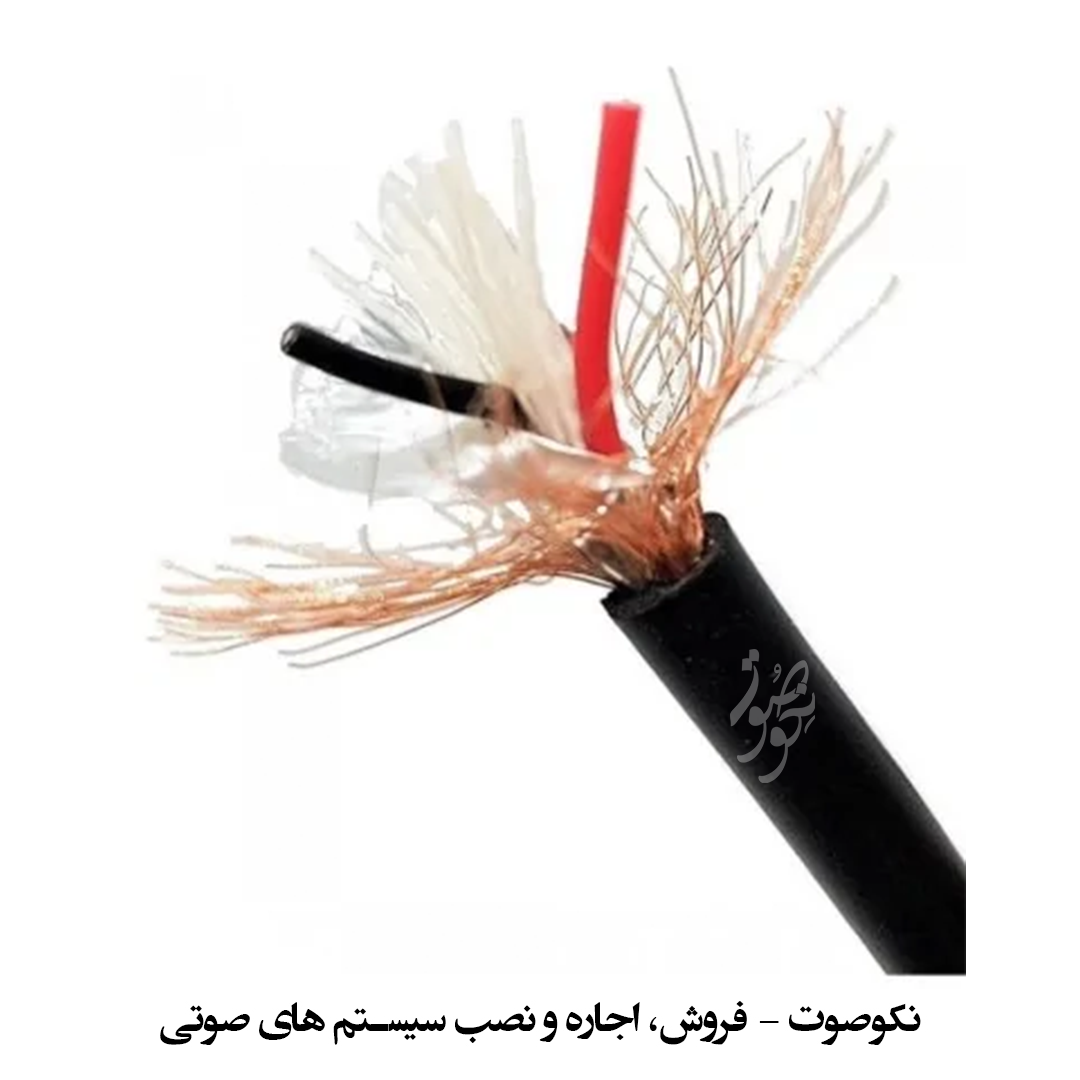 نمای نزدیک از مغزی مسی و شیلد بافته کابل سیگنال FOCAL