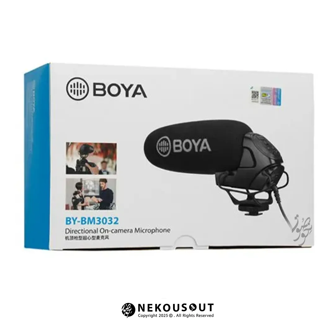 میکروفون رو دوربینی بویا BOYA BY-BM3032 3 میکروفون BOYA BY-BM3032 با تغذیه دو باتری AA