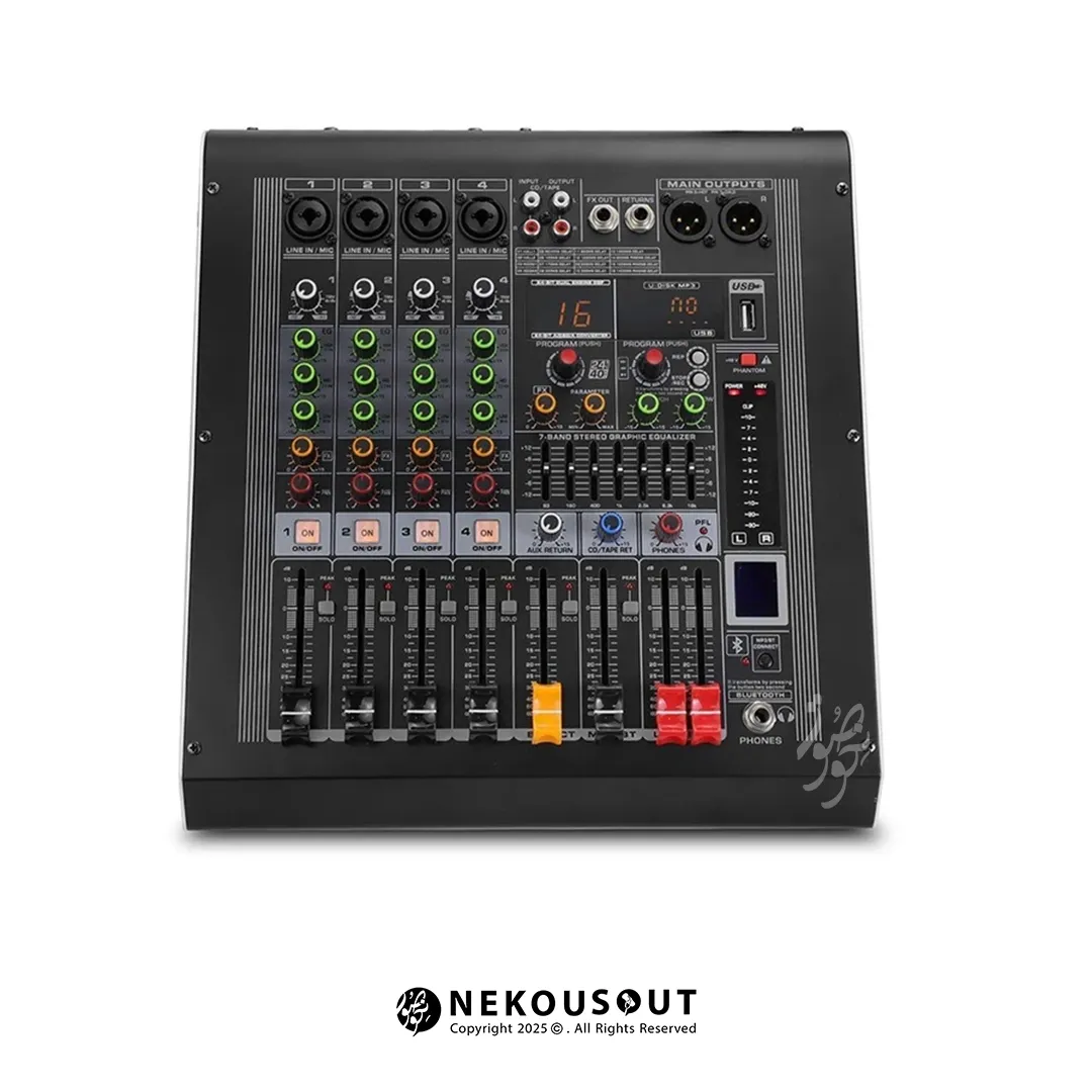 پاورمیکسر ام پرو M.PRO EMP4 1 پاورمیکسر ام پرو Mpro EMP4 چهار کانال با ورودی میکروفون XLR