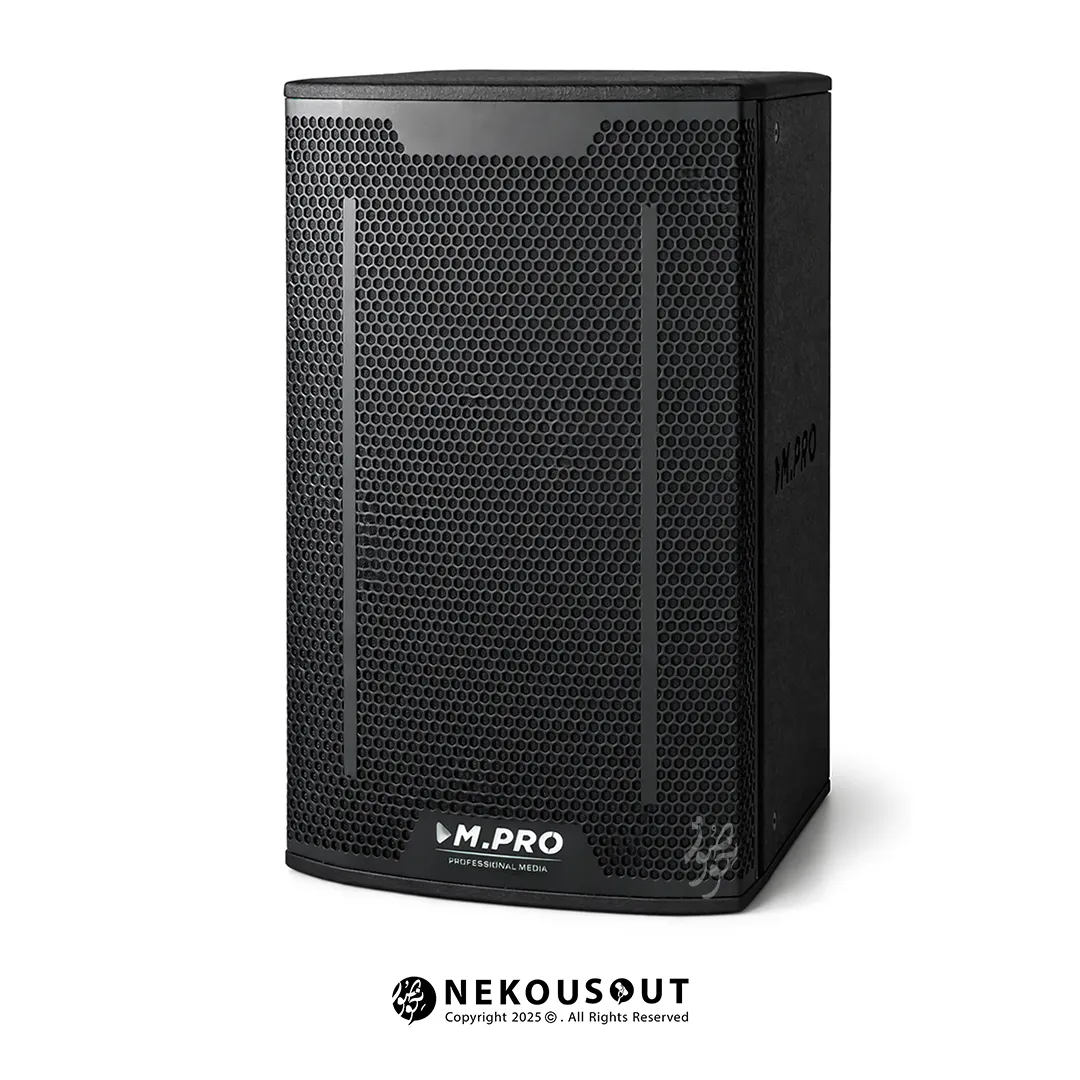 اسپیکر پسیو ام پرو M.PRO W12700P 1 نمای کامل اسپیکر پسیو ۱۲ اینچ ام پرو مدل W12700P با توری مشکی و طراحی بیس رفلکس جلو