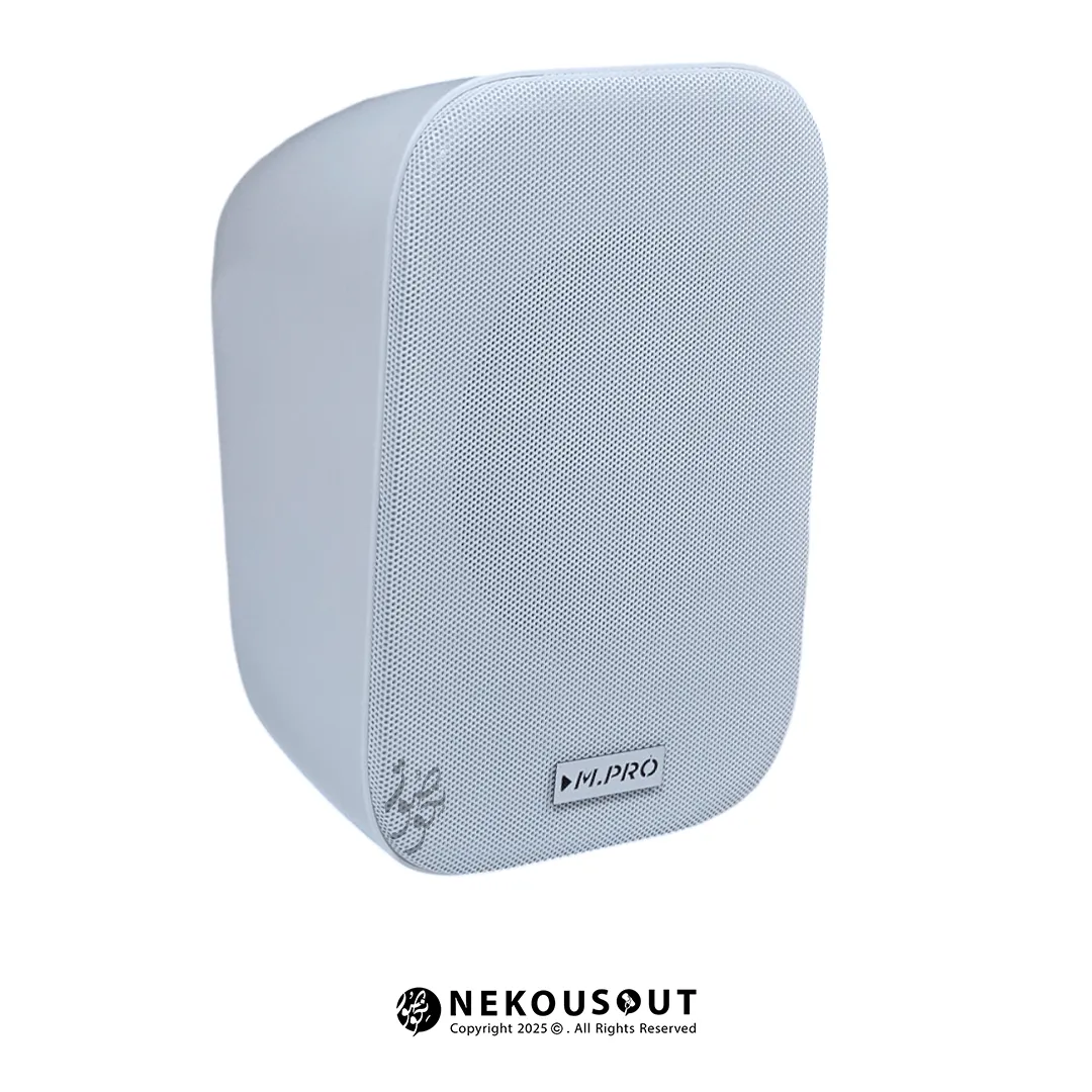 بلندگو دیواری ام پرو M.PRO WS-501 1 بلندگو دیواری ام پرو مدل WS-501 - نمای کامل از جلو با بدنه ABS سفید و توری مشبک