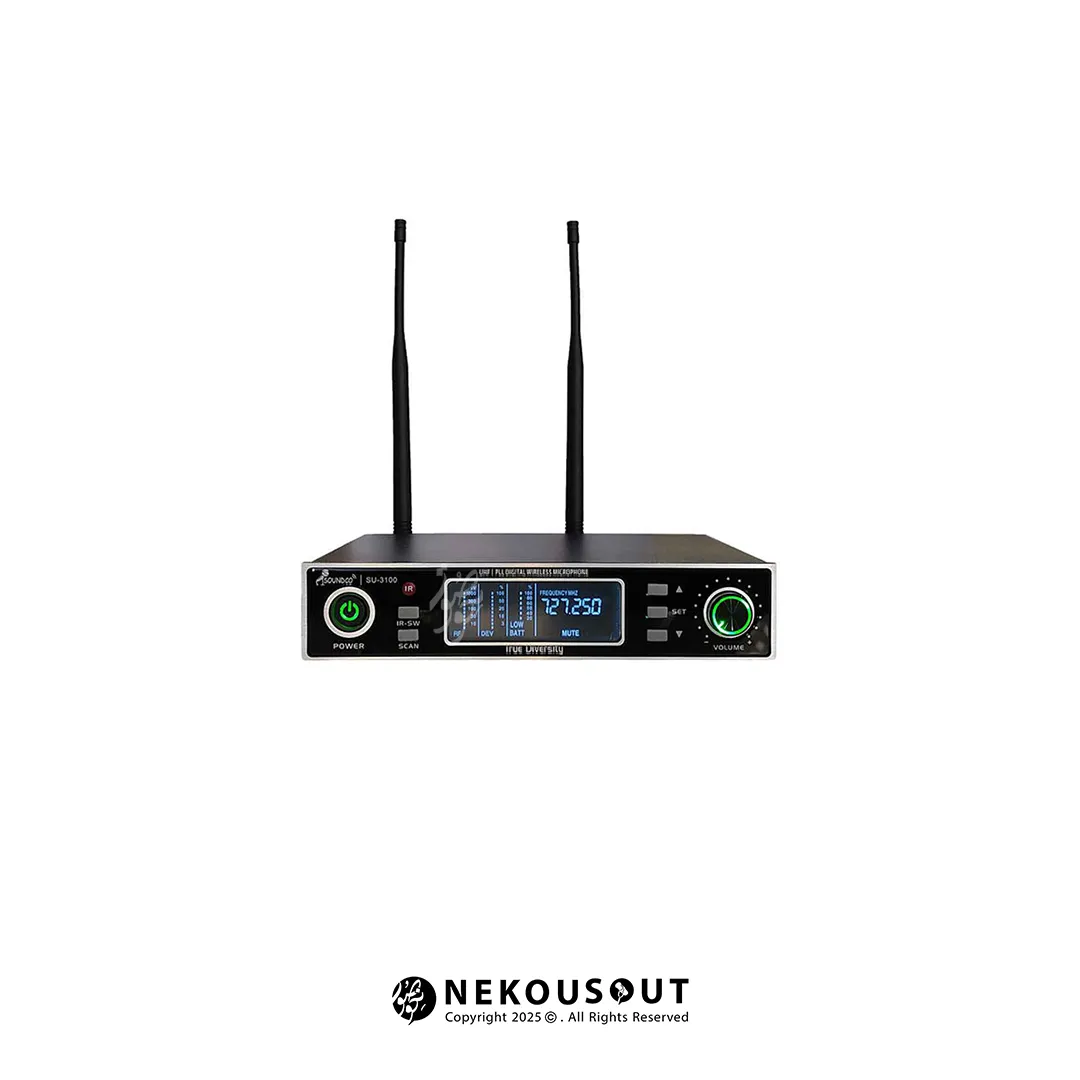 میکروفون بی سیم تک کانال ساندکو SOUNDCO SU-3100C 4 کاربرد میکروفن SU-3100C در یک کنفرانس بزرگ با سخنران و مترجم همزمان (دو فرستنده جداگانه)