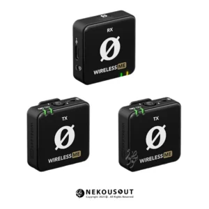 میکروفن بی سیم رود Wireless ME Dual - نمای کامل دو فرستنده و یک گیرنده به همراه گیره های آهنربایی