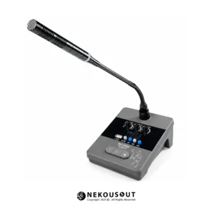 میکروفن رومیزی ام پرو مدل DM-960U - نمای کامل میکروفن روی پایه با گردن فلکسیبل و کلید Mute