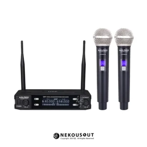 میکروفون بی سیم دستی ام پرو مدل UHF662HH - نمای کامل ۲ میکروفن دستی به همراه گیرنده با ۲ آنتن