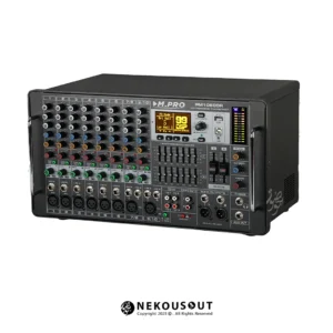 پاور میکسر رک مونت ام پرو مدل PM10600R - نمای کامل پنل جلو با ۱۰ کانال و اکولایزر ۷ باند