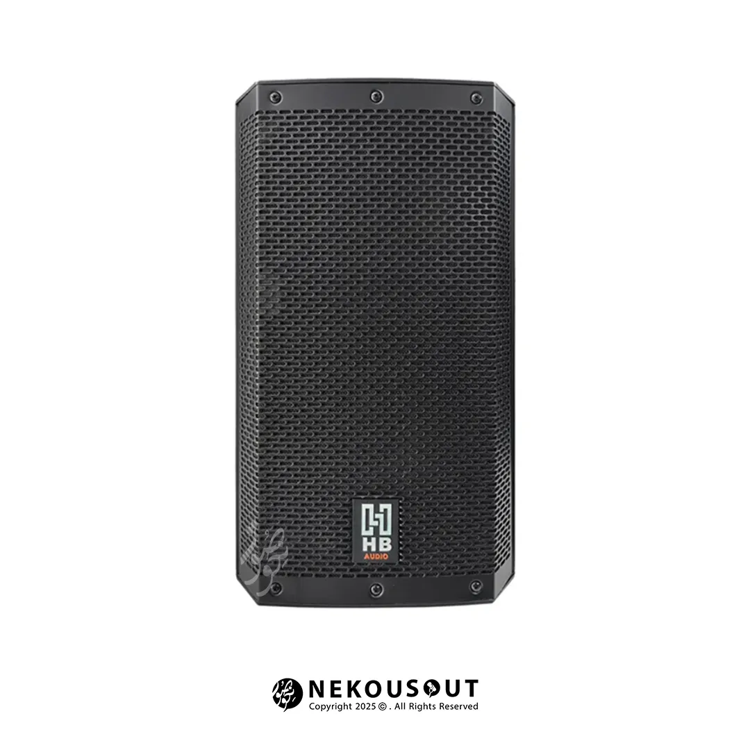 اسپیکر اکتیو اچ بی HB-8AB 1 نمای کامل اسپیکر اکتیو اچ بی مدل HB-8AB با بدنه مشکی و درایو سابووفر ۲ اینچ در نمای جلو