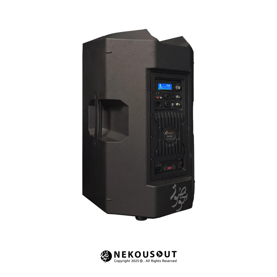 اسپیکر اکتیو ساندکو Soundco PG800A 2 نمای نزدیک از پنل کنترل شامل ورودیهای Combo، RCA، XLR و دکمه TWS/بلوتوث