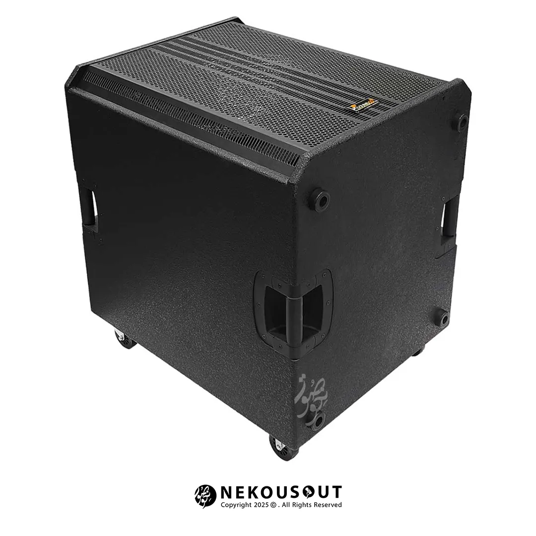 ساب اکتیو ساندکو Soundco PSW118 2 نمای نزدیک از ووفر ۱۸ اینچ بدون توری جلو با سوراند فوم ضخیم
